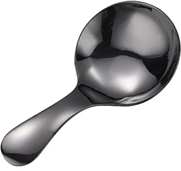 Guangcailun Teaspoon Smooth Short Handle Washable Sugar Salt Powder Coffee Cake Pudding Ice-Cream Soup Spoon Scoop Flatware, Black