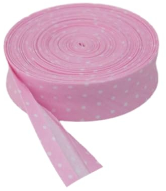 susiodeu Baumwoll Schrägband, vielseitiger Besatz für Nähprojekte, Kleidung bis hin zu Heimdekoration, gepunktetes und gestreiftes Kantenband, Hell Pink