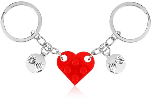 Ouligay 2 Stück Partner Herz Schlüsselanhänger Paare Pärchen Paar Geschenke für Partnerin Beste Freundin Geburtstag Jahrestag Geschenk für Sie Ihn Frauen Liebesgeschenke Freund Geburtstagsgeschenk