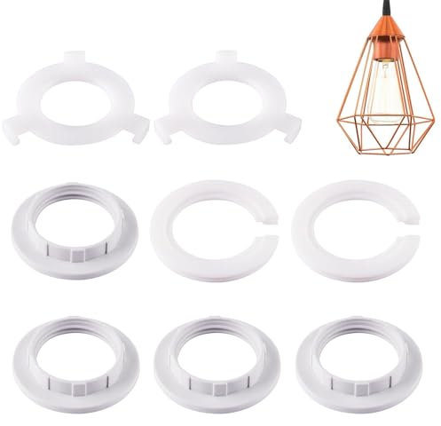 8 Pack Plastic Lamp Shade Reducer Ring,E27 to E14 Lampshade Ring Converter,White Adapter Rings Parts E27 Screw Collar Ring Suitable for Table Floor and Ceiling Lamps Holder Fitting Washer Adaptors
