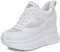 MIXSEN Scarpe Donna con Zeppa Alta 10 cm Scarpe da Ginnastica Pelle Scarpe Casual (Mesh Bianco,37EU)