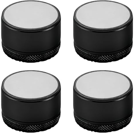 KMERCE Lot de 4 Rehausseur de Meubles Réglable Métal, Rehausseur Pieds de Lit, Pieds de meubles pour Chaise, Table, Canapé, Caisson, Armoire de salle de bain, Noir, hauteur de 2.7cm-4cm, diamètre 40mm