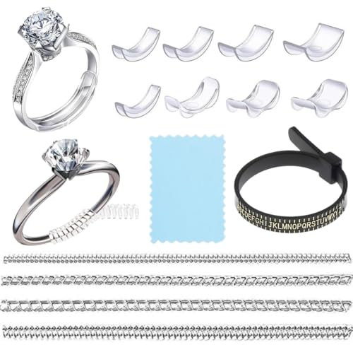 13 Pack Ring Size Adjuster For Loose Rings| 13 Sizes Invisible Ring Resizer Tightener, Ring Reducer Clips Sizers To Make Rings Smaller without Resizing, Silicone Ring Sizer UK Guards Spacer
