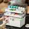 MaxEarn 3 Layer Large Medicine Storage Box, Portable Medication Storage Box with Handles, Household Lockable Medical Box with Lid, White Medication Organizer Remedy Box, 32 x 18 x 22cm