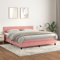 KOIECETA Boxspringbett mit Matratze Polsterbett Bett Hotelbett Einzelbett Bettrahmen Bettgestell Lattenrost Schlafzimmerbett Rosa 180x200 cm Samt
