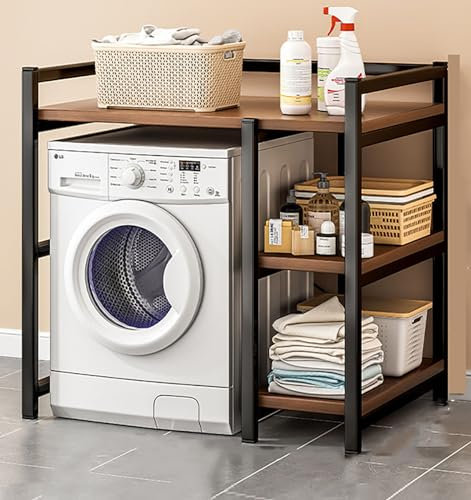Generisch Metall-Lagerregal für Waschmaschinen, praktisches Lagerregal für Waschmaschine und Trockner, multifunktionales, platzsparendes Lagerregal für Zuhause, geeignet für Balkon, Küche, Badezimmer