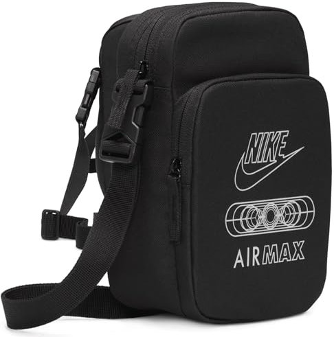 NIKE Air Max Heritage Sac à bandoulière (4 litres) – Noir Gym, noir/blanc, Product dimensions 23 x 15 x 7.5 cm (Height x Width x Depth)