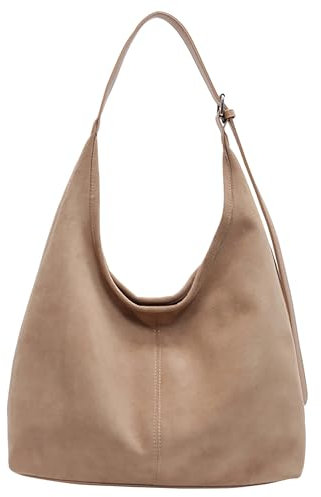 Ibalulu Kunstwildleder Handtasche Damen Vintage Tote Bag Uni Tasche Groß Hobo Bag Suede Schultertasche Slouchy Bag Beuteltasche Damen-Shopper Taschen