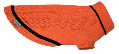 Record - Hundepullover Maia. Warmer Pullover mit hohem Kragen, Loch für Leine und Schlaufen an der Rückseite | Orange, XL - Rückenlänge 50 cm