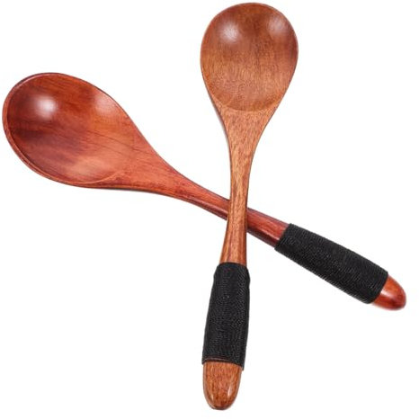FELTECHELECTR Handle Wooden Spoon for Cooking Stirring and Mixing Non-Stick Kitchen Utensils Vintage Style Wooden Spoons for Soup and Jam