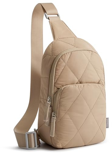 G4Free Umhängetasche Damen, Crossbody Bag Lässige Puffer Gesteppte, Leichte Sling Bag mit RFID-Blockierung, Brusttasche Handytasche Zum Umhängen für Alltag, Reisen und Arbeit, Khaki