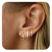 Viromy Gold Hoop Ohrringe für Frauen, 14K Gold plattiert leichtes hypoallergenes Ohrringe Set Cubic Zirkonia Trendy Schmuck Geschenke(Style7)