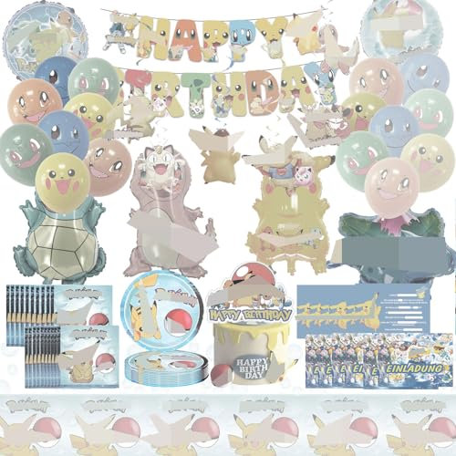Kinder Geburtstag Party Set, Geburtstagsdeko, Partygeschirr Set Party Deko Geburtstag, Tortendeko Cake Topper, Birthday Decorations Set