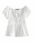 Women Y2K Babydoll Top - Lace Crop Top Puff Sleeve Shirt Square Neck Tee Slim Fit Vintage Fairy Brandy Melville Blouse Shirt (White, S)