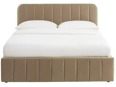 BAÏTA Lit Coffre SIMI Velours Marron 140 * 190 sommier Inclus