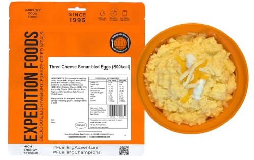 EXPEDITION FOODS Three Cheese Scrambled Eggs (High Energy Serving / 800KCAL) | Freeze-Dried Camping & Hiking Food