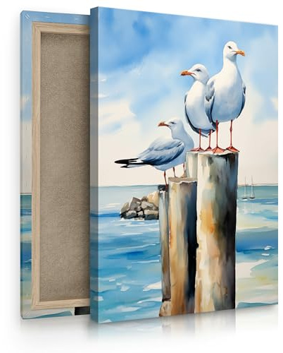 Muralo Wandbilder Abstrakte Möwen, Aufhängefertig, Kunstdruck - 60x90 cm | Leinwandbild, Modernes Design, UV-beständig - ideal für Wohnzimmer, Schlafzimmer und Büro