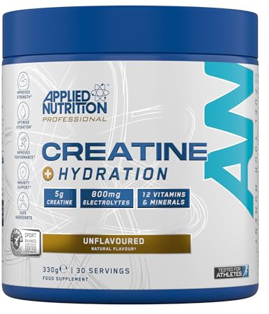 Applied Nutrition Creatine + Hydration Powder | Unflavoured Creatine Monohydrate with Electrolytes & Vitamins | Muscle Recovery & Hydration Supplement | Informed-Sport Certified | 330g | 30 Servings