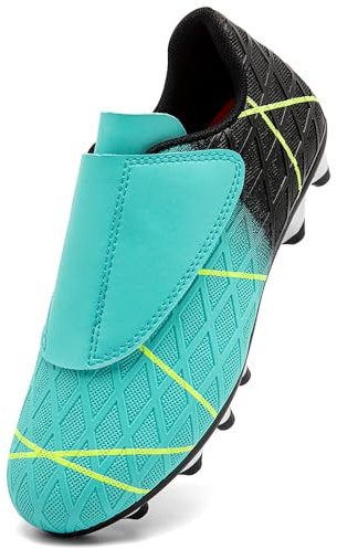 VTASQ Zapatos de Fútbol Niño Profesional Zapatos de Entrenamiento Adolescentes Aire Libre Deporte Atletismo Botas de Fútbol Cesped Artificial Zapatillas de Fútbol Negro Turquesa EU37