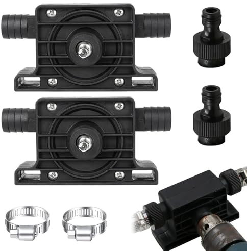 DEFIYAN 2 Pack Portable Electric Drill Water Pump With Quick Connectors Self Priming Fluid Pump And Water Hose Black
