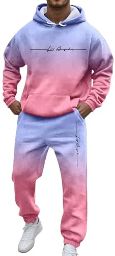 Trainingsanzüge Herren Jogginganzug Gradientenfarbe 2 Teilig Hip Hop Y2K Tracksuit Hoodies + Jogginghosen Männer Freizeitanzüge Kapuzenpullover Casual Bequeme Sportanzug