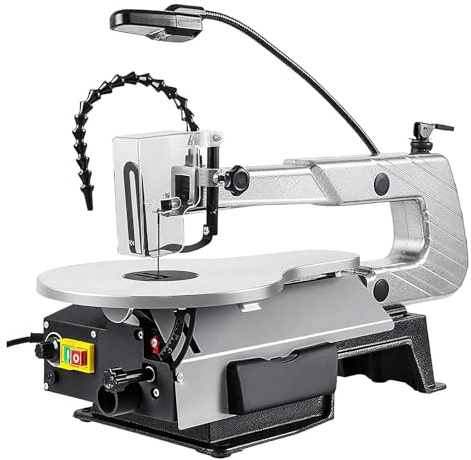 Sushangmao Sierra De Calar/Sierra De Marquetería Eléctrica - con Luz Led Y 20 Hojas | Altura De Corte De 5,6 Cm | Control De Velocidad Variable Continuo | Mesa Inclinable 0 A 45° | para Madera