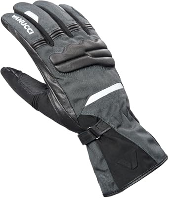 Vanucci VAG-1 Motorradhandschuhe Damen & Herren, Touchscreen Geeignet, Motorrad Handschuhe Wasserdicht, Winddicht & Atmungsaktiv, Oberhand Textil, Unterhand Ziegenleder, mit Visierwischer