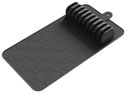 MotiveTech Organizador de Cajones de Silicona para Guardar Cuchillos, Bandeja para Cuchillos, Soporte para Cubiertos, Bloque de Cuchillos, Material Silicona Suave, Almohadilla Desmont, Negro