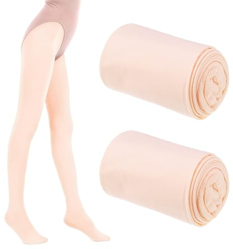ViEinkaufen 2 paia di collant da balletto per ragazze e bambine, rosa con piedi per allenamento di danza, convertibili, per balletto, calze per bambini e studenti, taglia 8-14 anni (taglia L)