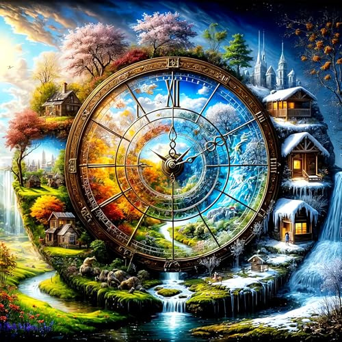 DPIDEA Diamond Painting Vier Jahreszeiten Diamond Painting Bilder Erwachsene DIY 5D Diamant Malerei Runde Steine für Zuhause Dekor 30x30 cm