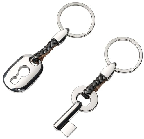 LynixTrade 1 Pair Couple Keychains for 10 Years Anniversary Wedding Gifts | Polished Silver, Tin Iron Theme 10th Anniversary Wedding Gifts for Him Her Husband Wife, Christmas Valentine Couple Present
