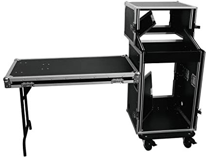 ROADINGER Spezial-Stage-Case Profi mit Rollen | Bühnen-Flightcase mit integriertem Tisch