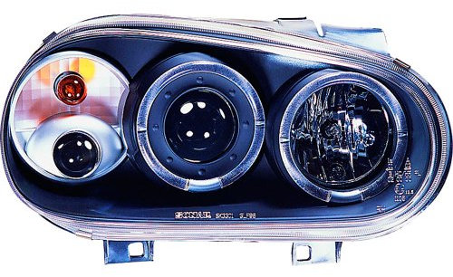AUTO-STYLE Satz Scheinwerfer kompatibel mit Volkswagen Golf IV 1998-2003 - Schwarz - inkl. Standlichtringen & Nebelscheinwerfer