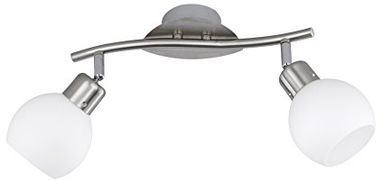 Trio Leuchten LED-Balken in Nickel inklusiv 2x E14, 4 Watt LED, Breite 30 cm, Glas opal matt weiß 824810207