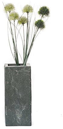 Design Schiefervase rechteckig, Vase Blumenvase aus grünem Schiefer, massiv, Maße: 24x10x8cm, Gewicht: 5 Kg, für Trockenblumen, da Nicht 100% wasserdicht