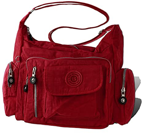 Bag Street Umhängetasche Bodybag Nylon, Rot, 30x15x22cm