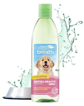 TropiClean Fresh Breath Puppy Teeth Cleaning – Puppy Dental Care for Bad Breath - Breath Freshener - Water Additive Mouthwash – Helps Remove Plaque Off Pups Teeth, For Puppies, 473ml