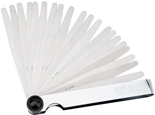Draper 20 Blade Feeler Gauge Metric Set | 0.05 to 1mm | 100mm Length | Plated Steel Case | 51701
