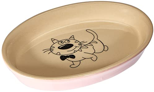 Nobby Katzen Keramik Schale oval pink-beige 17 x 11 x 2,5 cm / 0,12 l