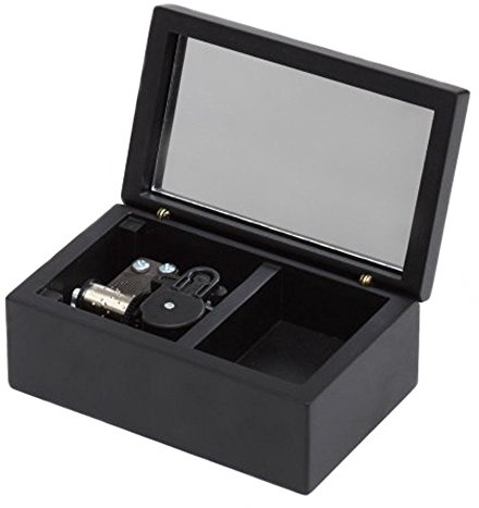 FnLy Spieluhr, 18 Noten, aufziehbar, aus Holz, mit versilbertem Uhrwerk, kleine Aufbewahrungs-Spieluhr, Geschenk-Spieluhr Black-Silvery