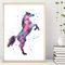 Kunstdruck Din A4 ungerahmt Pferd Aquarell Pferde Pferdeliebe pink lila blau modern, Druck, Poster, Geschenk, Wandbild, Wanddekoration