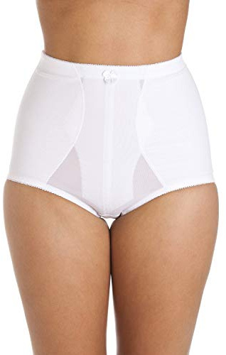 Camille Bella Magic Firm Women's Shapewear Knickers – 2 Pack | High-Waisted Cotton Tummy Control Pants | Sculpting, Slimming, Shaping | Belly Support High Waist Briefs for Women | White 12