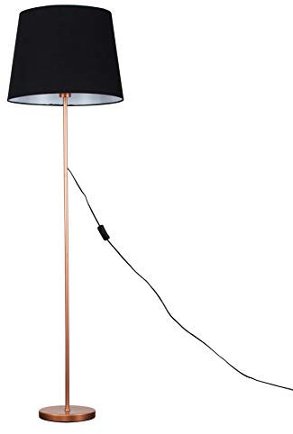 MiniSun | Modern Copper Metal Standard Floor Lamp with a Black Tapered Shade | Floor Lamps & Torchieres, Home Décor & Improvement Essential | Includes Bulb [3000K Warm White]