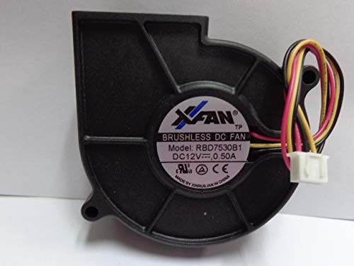zyvpee Ventilateur de soufflage CC 3 fils RBD7530B1 75 x 30 mm 12 V 0,5 A