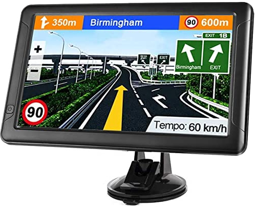 GPS Navigation für Auto (9 Zoll) Slimline Touchscreen Real Voice Direction, USA Edition 2023 (kostenlose lebenslange Updates) Turn-by-Turn Sprach- und Spurführung, Geschwindigkeit und Rotlichtwarnung