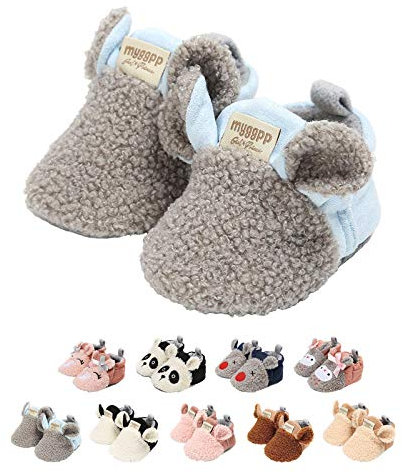 Stivali Invernali per Bambino, Unisex Neonato Carino Suola Antiscivolo Stivali Scarpe in Cotone Spesse Scarponi da Neve (12-18 mesi, C_Grigio)