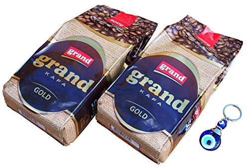 2 x 500g Grand Kafa Gold - Gemahlener stark gerösteter Serbischer Kaffee + Orient-Feinkost Nazar Schlüsselanhänger GRATIS