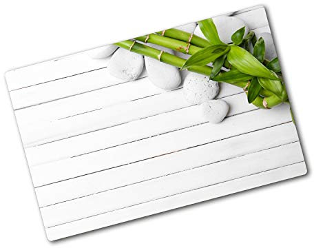 Tulup Planche À Découper - 80x52cm - Protection Plaque Induction Cuisson Tapis de Découpe Verre Trempé - Bambou