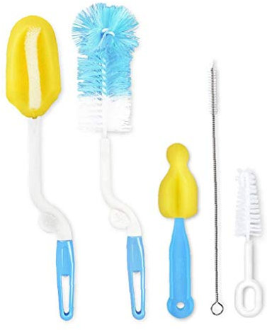 Beito 5pcs / Set Sponge Kunststoff Glas Milch Wasser Neugeborene Baby-Flaschenbürsten Sauger Straw Mutter Kinder Produkte Reinigungsmittel-Werkzeug zufällige Farbe