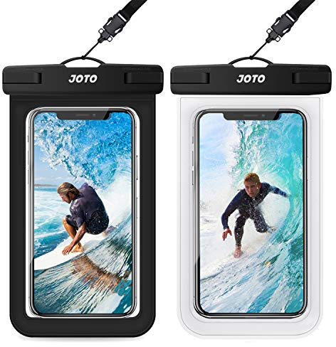 JOTO 2 Stück wasserdichte Handyhülle IPX8 Unterwasser Wasserfest Handytasche für iPhone 16 15 14 13 12 11 Pro Max Plus Galaxy S24 S23 A15 Xiaomi bis 7 Zoll Phone Case –Klar/Schwarz